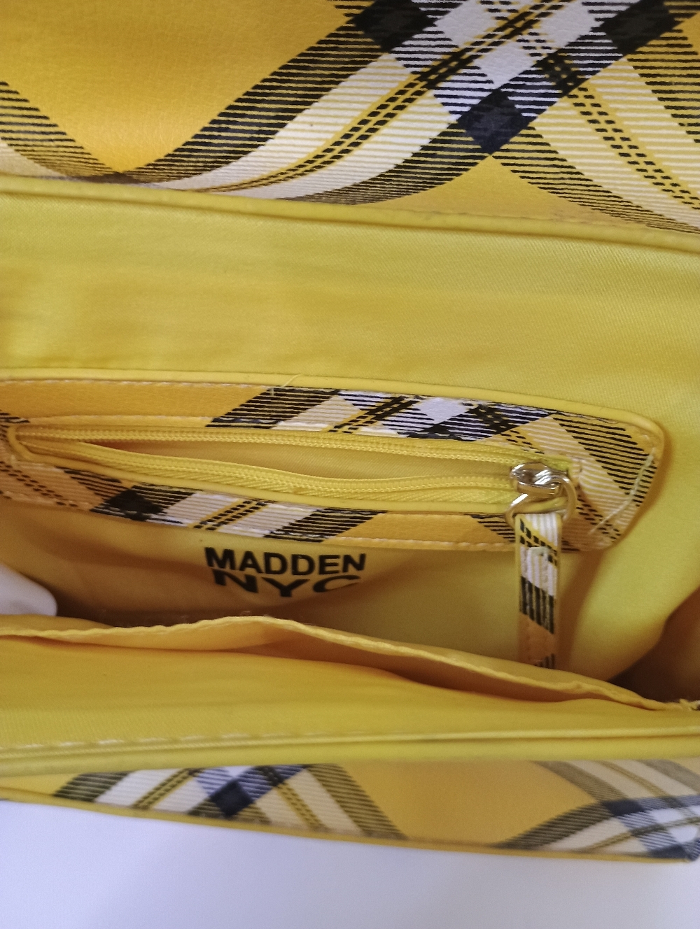 Steve Madden Yellow Plaid Mini Crossbody Bag with Chain Strap - Picture 7 of 8